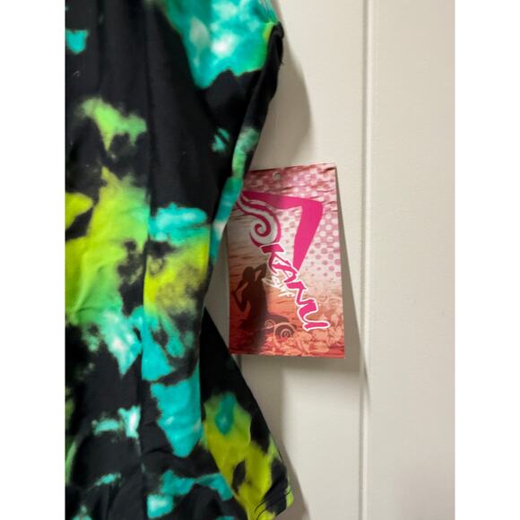 Kanu Surf Girls Beach Sport UPF 50+ 1-Piece Swimsuit, Hurricane Black/Green, 14 - Picture 4 of 6